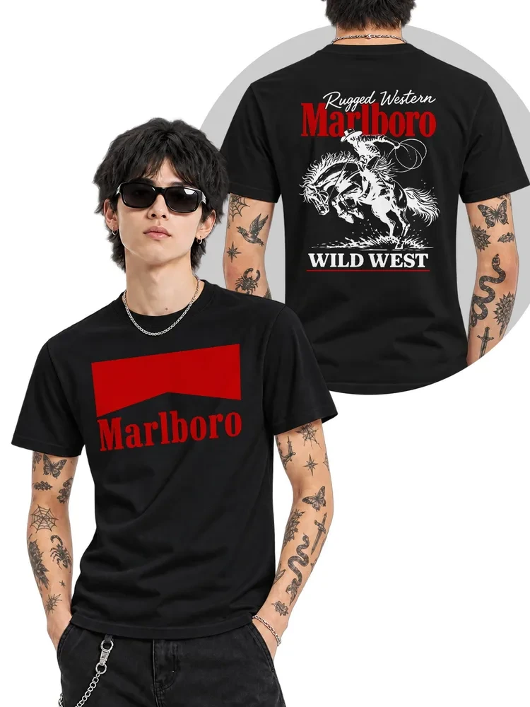 Карточка NAPRIKOLE: Marlboro / Wild West на чёрной футболке